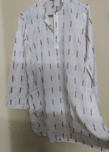 Men's White Printed Kurta
