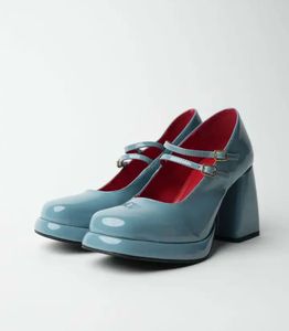 Blue Patent Mary Jane Heels