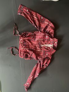 Boho Print Cropped Blouse