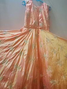 Peach Colour Multilayered Gown For Girls.