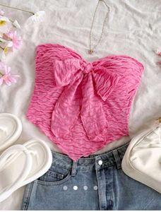 Cute Pink Bow Bandeau Top
