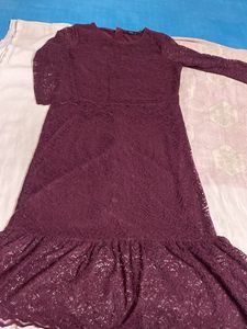 Elegant Lace Ruffle Hem Dress