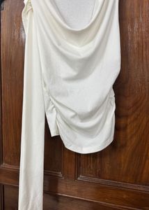 Elegant White Cowl Neck Sleeveless Top