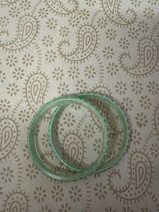 Mint Green Crystal Bangles Set