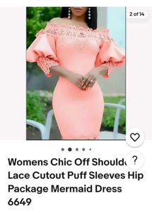 Chic Off Shoulder Puff Sleeve Mermaid Dress