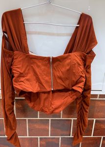 Ruched Bustier Long Sleeve Top