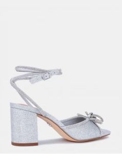 Sparkling Silver Bow Heels