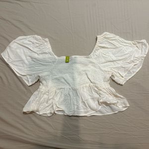 ZUDIO White Square Neck Sleeve Top (S)