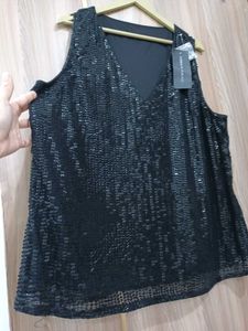 sequin Black Sleeveless Top new