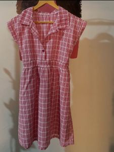 Red &amp; White Checked Gingham Cotton Dress