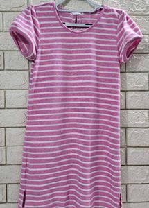 Pink Striped Casual Dress