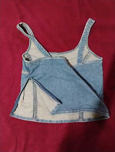 Dirty Wash Denim Corset looking Top