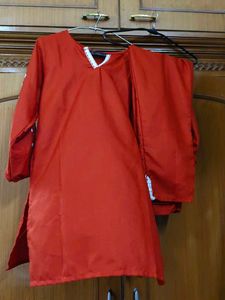 Vibrant orange Embroidered Kurta