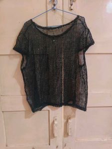 Black Mesh Crop Top