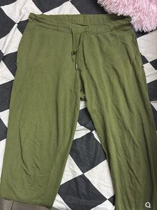 Olive Green Athleisure Drawstring Pants