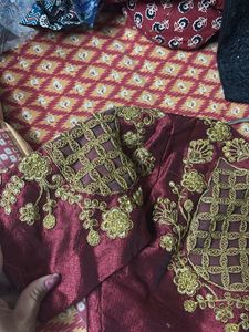 Maroon Embroidered Silk Blouse