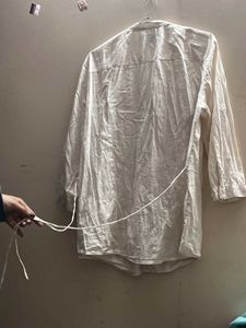 White Button-Up Shirt with strings