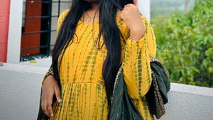 Yellow &amp; Green Tie-Dye Kurta Set