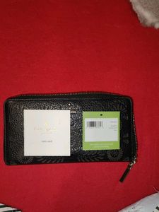 Kate Spade Black Embossed Floral Wallet