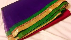 Vibrant Ombre Stripe Saree with Floral Border