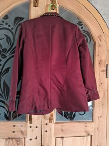 Burgundy Blazer with Trim Detail