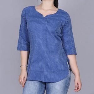 Blue Striped Cotton Kurta
