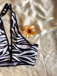 Zebra Print Halter Neck Top
