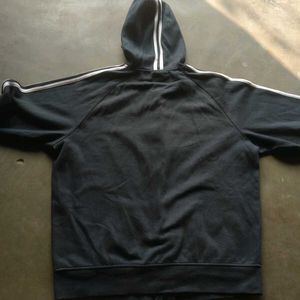 Striped Sleeve Zip-Up Hoodie