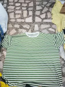 Stripped T-Shirt White & Green Combination