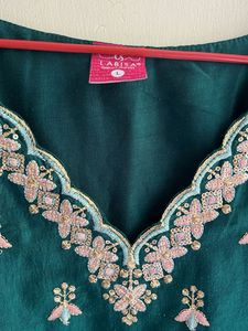 Emerald Green Embroidered Kurta