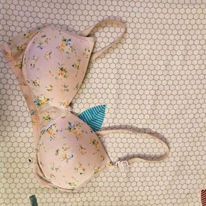 Light Pink Floral Print Bra