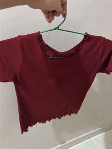 Burgundy Ribbed Crop Top