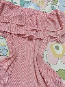 Ruffled Off-Shoulder Striped Top