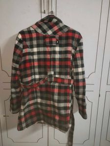 Plaid Wool Blend Coat