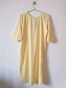 Lemon Yellow Kurti with Embroidery