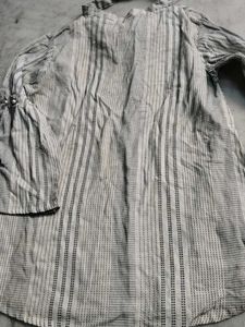 Chic Striped Kurta with Pearl Embellishments
