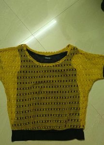 Yellow Net Overlay Top