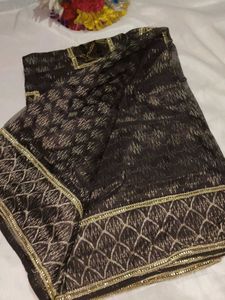 Elegant Embroidered Brown Saree