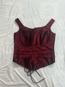 Black Faux Leather Corset Top