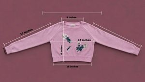 DUSTY PINK FLORAL EMBROIDERED CROPPED KNIT SWEATER