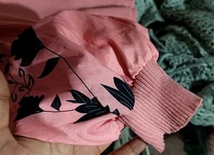 Pink Puff Sleeve Knit Top