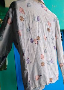 Elegant Vintage Floral Print Full-Sleeve Shirt (M)