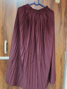 Maroon Pleated Ethnic Skirt