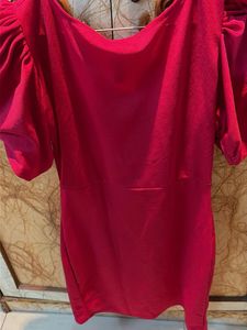 Chic Fuchsia Wrap Dress with Puff Sleeves