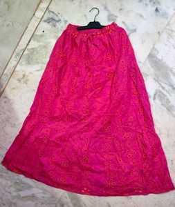 Pink Broderie Anglaise Ethnic Skirt