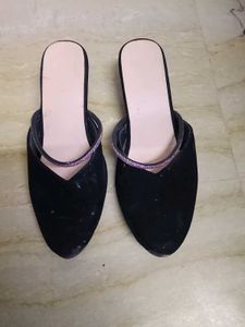 Elegant Black Mules with Embellishment