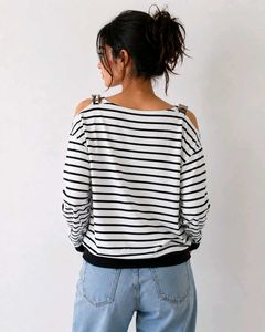 Striped Cold Shoulder Top