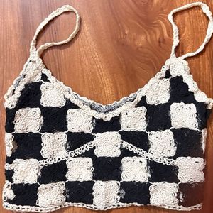 Crocheted Checkerboard Crop Top