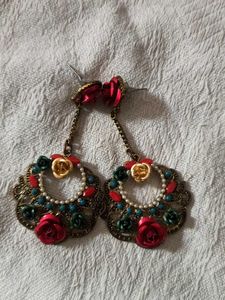 Elegant Rose Dangle Earrings pack of two
