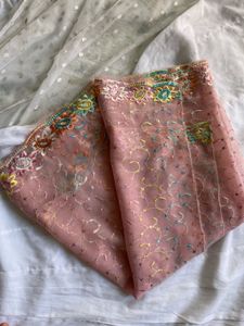 Embroidered Pink Dupatta